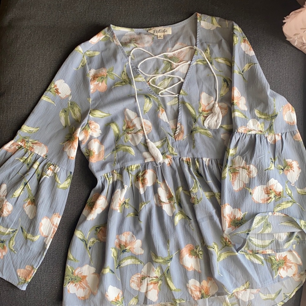 Floral, Bell Sleeve, Blouse